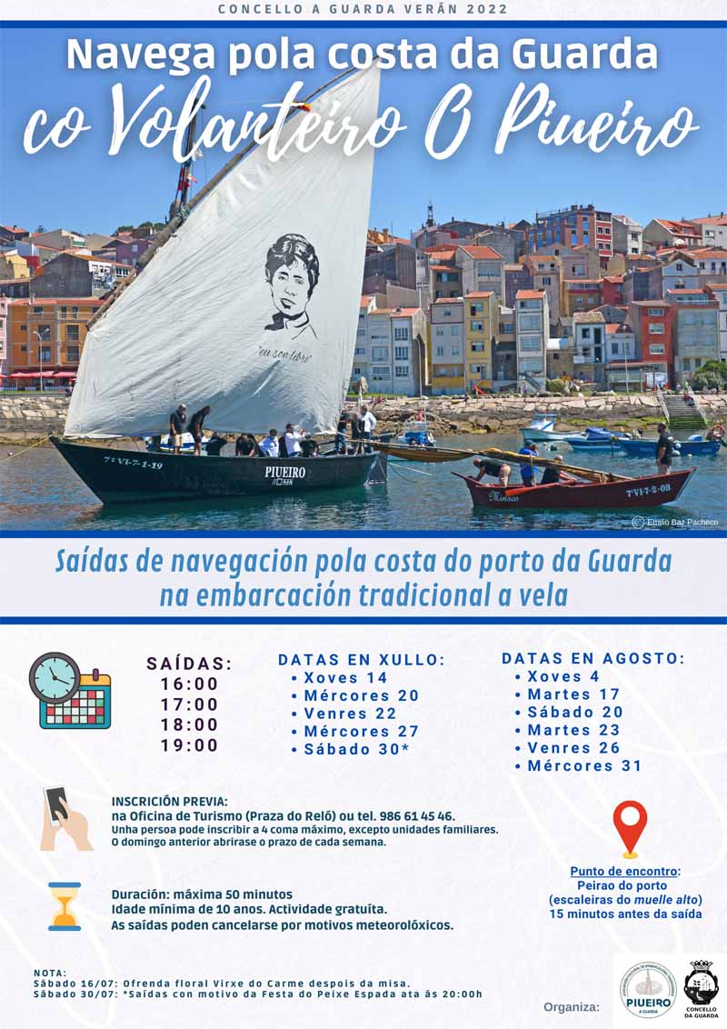 El Ayuntamiento de A Guarda vuelve a apostar por la cultura marinera apoyando la actividad "Navega por la costa de A Guarda con Volanteiro Piueiro"